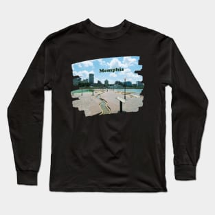 Memphis Tennessee skyline blue clouded sky USA city break Long Sleeve T-Shirt